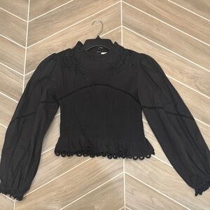 Farm Rio black blouse with impeccable detail